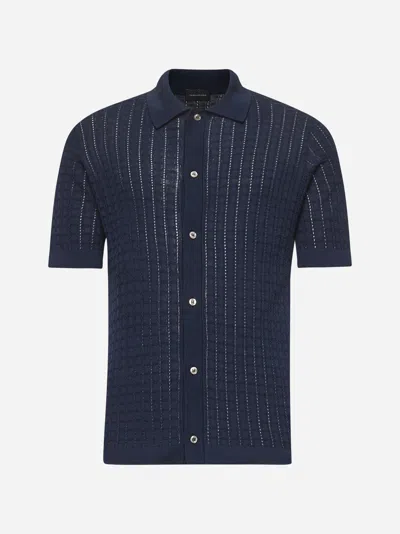 Tagliatore Blue Cotton Knit Shirt