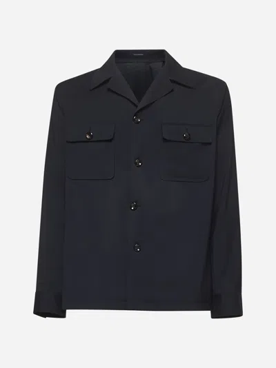 Tagliatore Blue Virgin Wool Tempest Overshirt