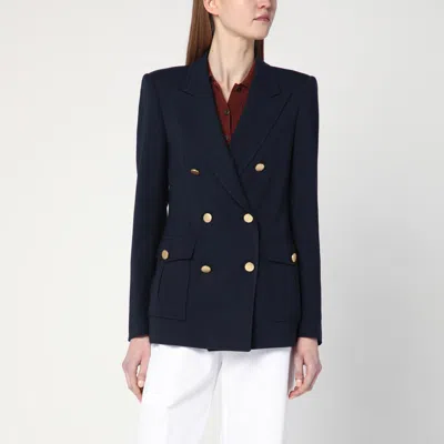 Tagliatore Double-breasted Blue Jacket In Wool Blend