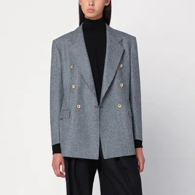 Tagliatore Double-breasted Prince Of Wales Jacket In Gray