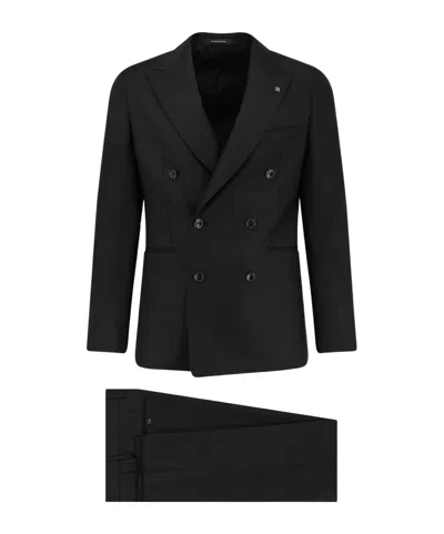 Tagliatore Double-breasted Suit In Black