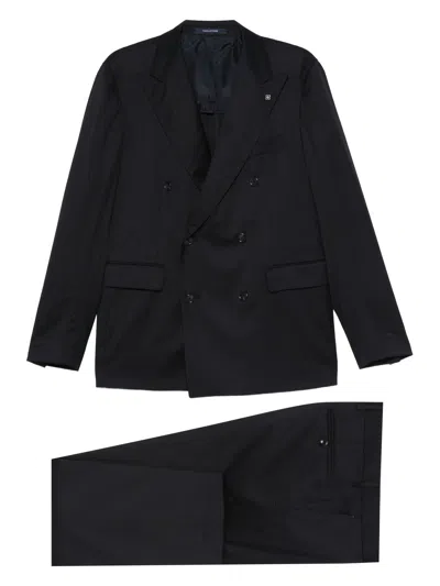 Tagliatore Double-breasted Suit In Virgin Wool In Blue