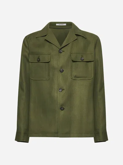 Tagliatore Green Linen Tempest Overshirt