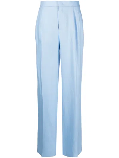 Tagliatore High-waisted Pleated Trousers In Blue