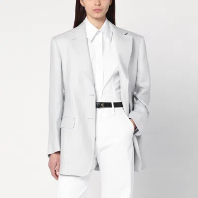 Tagliatore Light Grey Single-breasted Linen Jacket