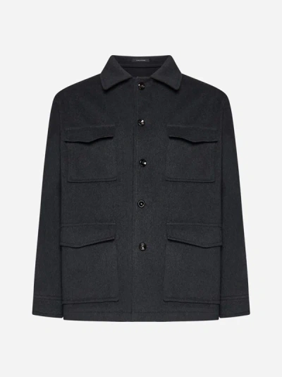 Tagliatore Milton Wool And Cashmere Field Jacket In Grey