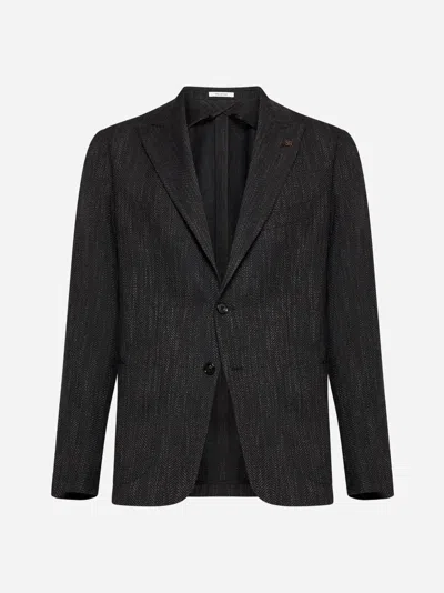 Tagliatore Montecarlo Wool And Silk-blend Blazer In Brown