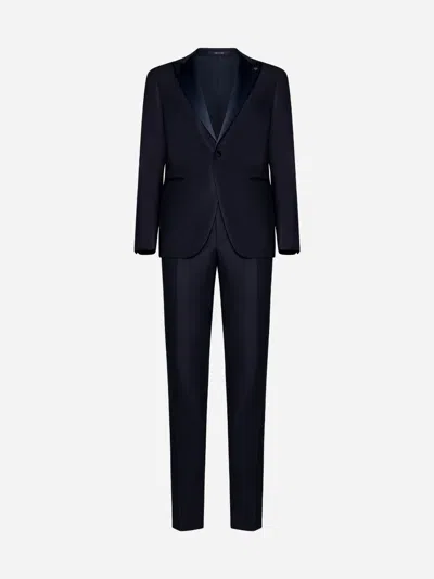 Tagliatore Napoli Stretch Wool Tuxedo In Blue