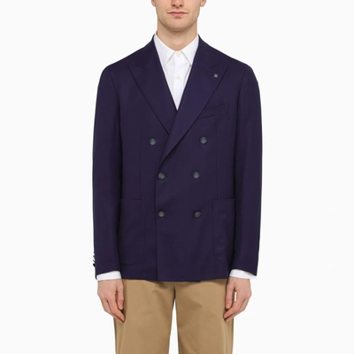 Tagliatore Navy Blue Double-breasted Jacket In Wool