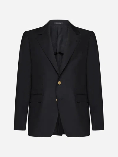 Tagliatore Single-breasted Wool And Mohair Blazer In Black
