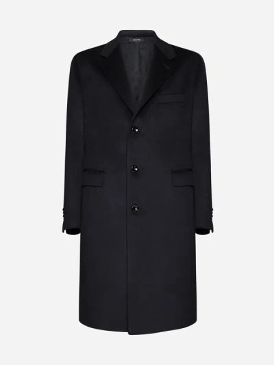 Tagliatore Single-breasted Wool Coat In Black