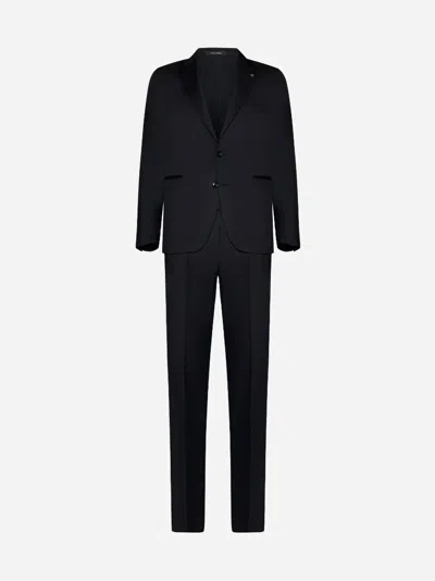 Tagliatore Single-breasted Wool Suit In Black