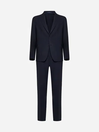 Tagliatore Single-breasted Wool Suit In Blue