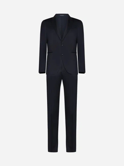 Tagliatore Single-breasted Wool Suit In Blue