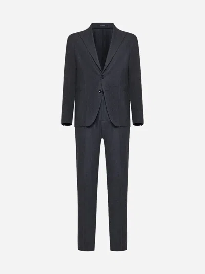 Tagliatore Single-breasted Wool Suit In Charcoal Grey