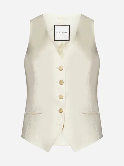 Tagliatore V-neck Linen Waistcoat In Beige