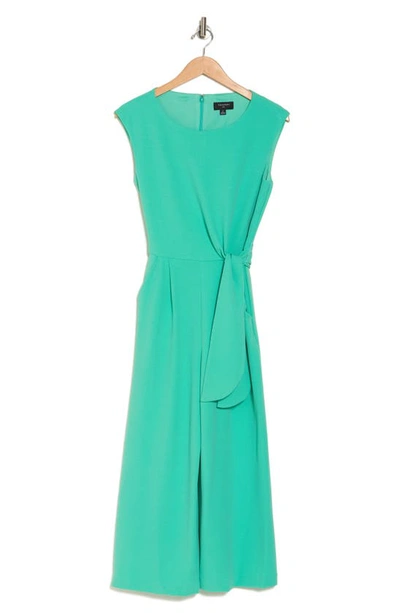 Tahari Asl Side Tie Crop Wide Leg Jumpsuit In Seafoam