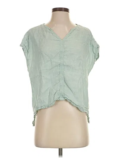 Pre-owned Tahari Short Sleeve Blouse In Green