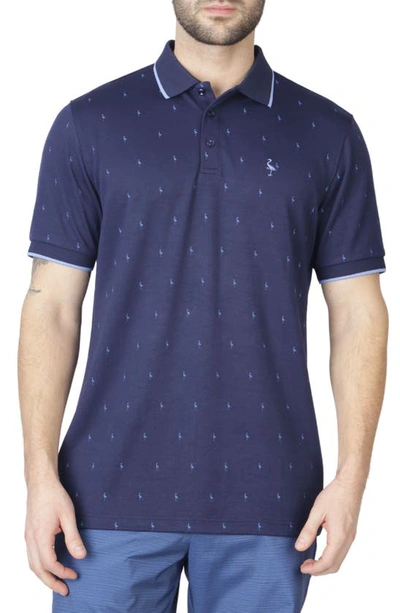 Tailorbyrd Byrd Print Modal Polo In Navy