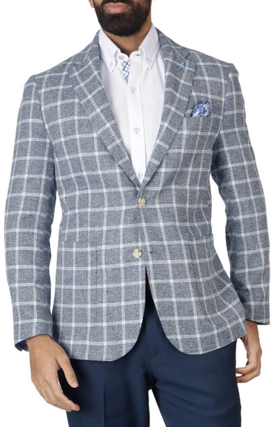 Tailorbyrd Classic Fit Yarn Dyed Windowpane Linen-blend Sport Coat In Navy