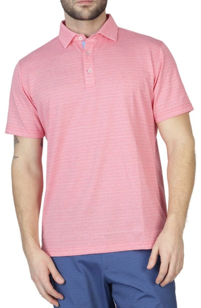 Tailorbyrd Diamond Jacquard Polo In Coral