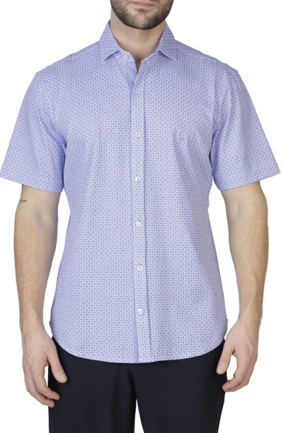 Tailorbyrd Mini Geo Knit Short Sleeve Shirt In Purple