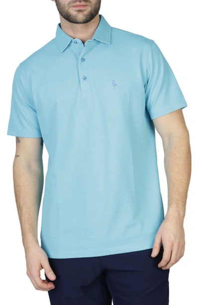 Tailorbyrd Pique Polo Shirt With Multi Gingham Trim In Blue