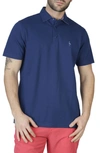 Tailorbyrd Pique Polo Shirt With Multi Gingham Trim In Navy