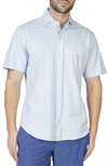 Tailorbyrd Solid Knit Short Sleeve Shirt In Blue Byrd