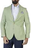 Tailorbyrd Solid Notch Lapel Linen Blend Sport Coat In Moss Green