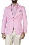 Tailorbyrd Solid Notch Lapel Linen Blend Sport Coat In Rose Pink