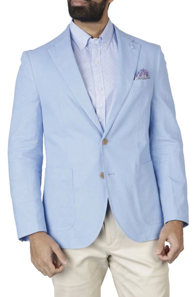 Tailorbyrd Solid Notch Lapel Linen Blend Sport Coat In Blue