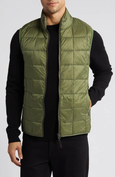 Taion Quilted Packable Water Resistant 800 Fill Power Down Vest In Olive