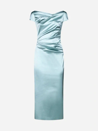 Talbot Runhof Cap-sleeve Satin Duchesse Midi Dress In Baby Blue