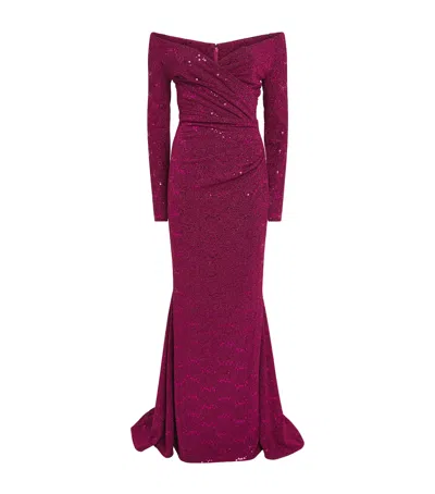 Talbot Runhof Embellished Stardust Gown In Purple