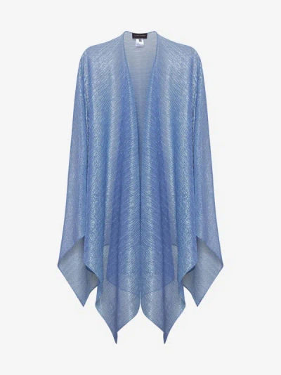 Talbot Runhof Lame' Knit Poncho In Sky