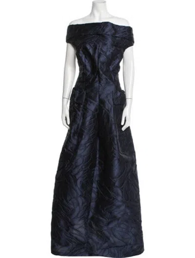 Pre-owned Talbot Runhof Patterned Long Dress W/ Tags In Blue