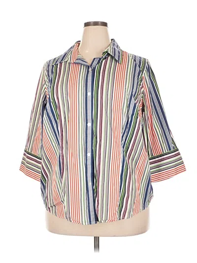Pre-owned Talbots 3/4 Sleeve Button Down Shirt In Orange
