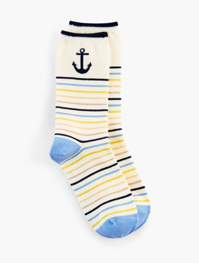 Talbots Anchor Trouser Socks - Ivory - 001