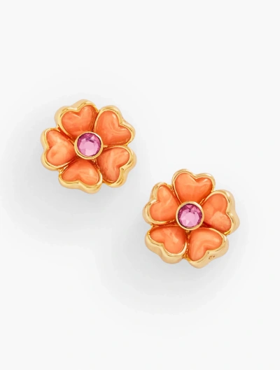 Talbots Bright Blooms Stud Earrings - Sunlit Coral/gold - 001  In Orange