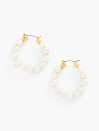 Talbots Fresh Pearl Hoop Earrings - Ivory Pearl/gold - 001  In White