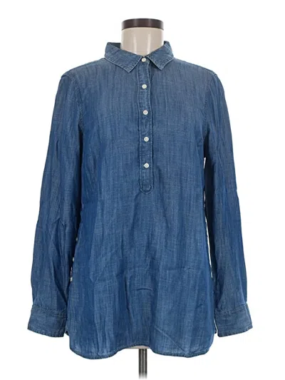 Pre-owned Talbots Long Sleeve Button Down Shirt In Blue