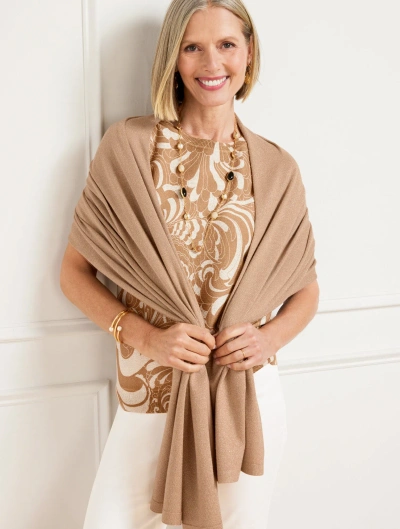 Talbots Metallic Knit Wrap - Gold - 001  In Brown