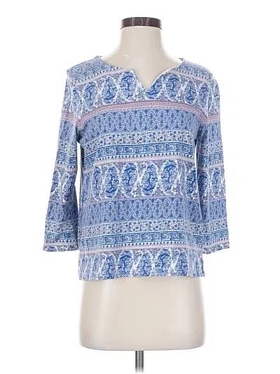 Pre-owned Talbots Outlet 3/4 Sleeve T-shirt In Blue