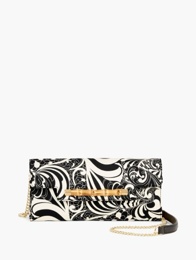 Talbots Sateen Twirling Floral Bamboo Clutch - Black - 001