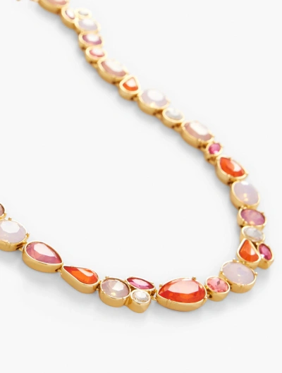 Talbots Stone Cluster Necklace - Bright Tangerine/gold - 001  In Bright Tangerine,gold