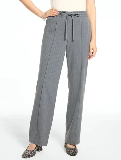 Talbots Straight Leg Pull-on Pants - Pickstitch Pinstripe - Grey - Xs  In Gray