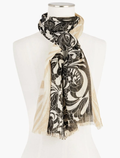 Talbots Twirling Floral Oblong Scarf - Rattan - 001