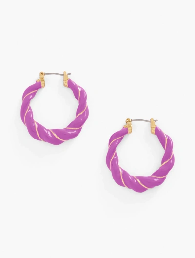 Talbots Twisted Enamel Hoop Earrings - Vivid Mulberry/gold - 001  In Pink