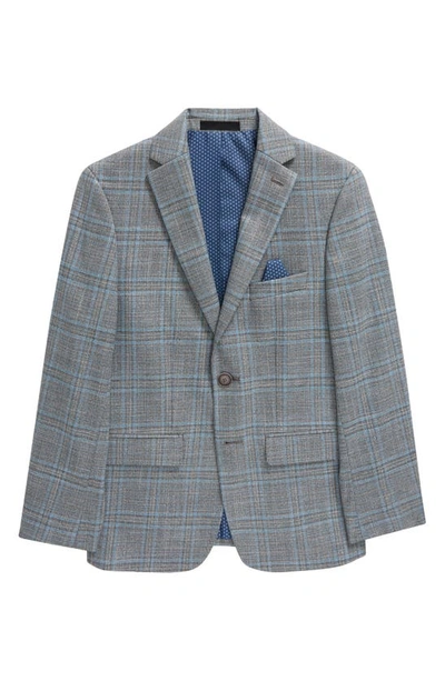 Tallia Kids' Check Sport Coat In Light Grey/ Blue